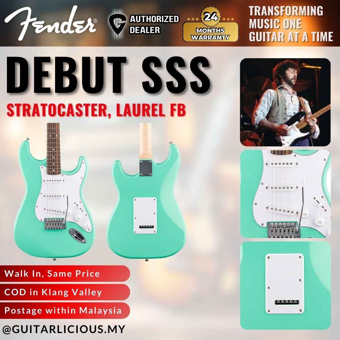 Squier Debut Series SSS Stratocaster Electric Guitar, Laurel FB - Sea Foam Green