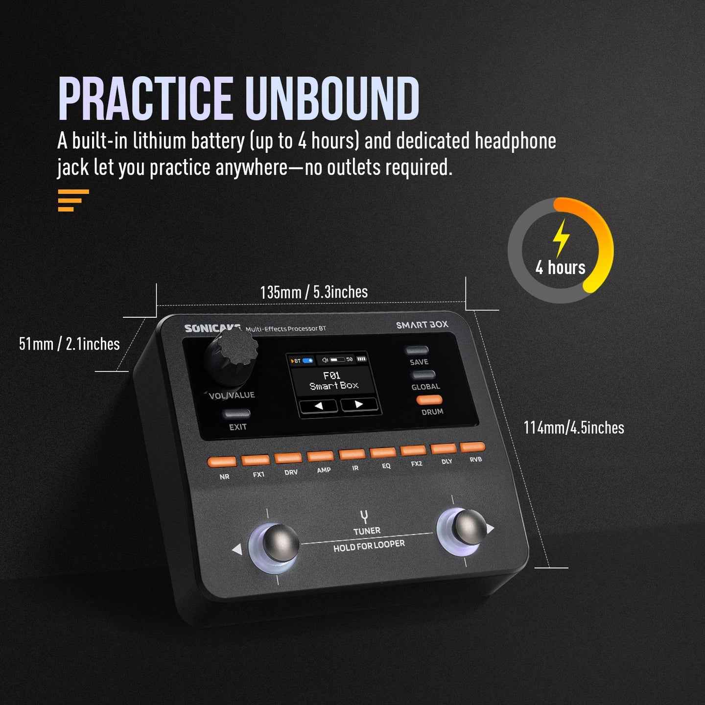 SONICAKE Smart Box Multi-Effects Processor for Guitar & Bass QME20