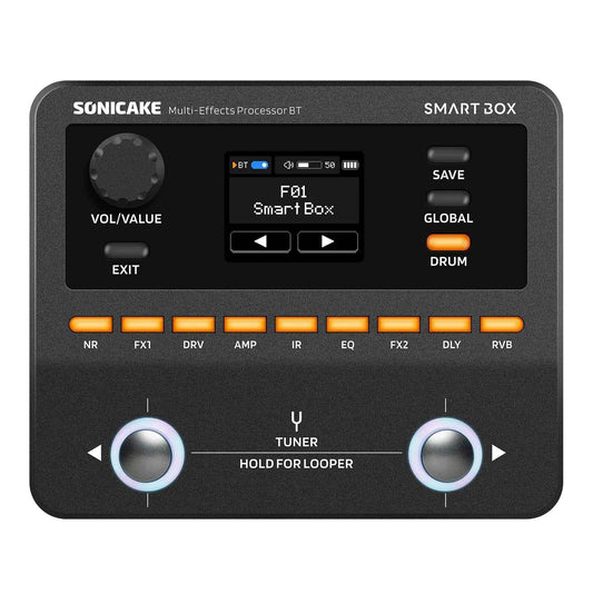 SONICAKE Smart Box Multi-Effects Processor for Guitar & Bass 130+ Effects, NAM/IR Support, Looper, Built-in Tuner/Metronome, USB Audio Interface, Stereo Output - QME-20 / QME20
