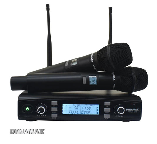 DYNAMAX U705 UHF Dual Wireless Microphone with  200 selectable channel