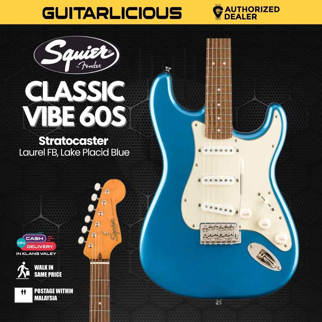 Squier Classic Vibe 60s Stratocaster Electric Guitar, Laurel FB - Lake Placid Blue
