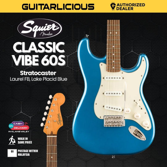 Squier Classic Vibe 60s Stratocaster Electric Guitar, Laurel FB - Lake Placid Blue