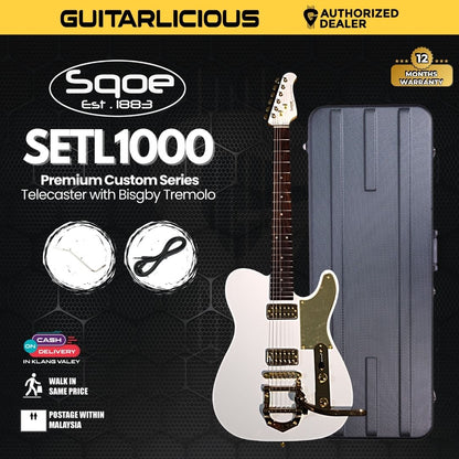 SQOE SETL1000 Premium Custom Series Telecaster with Bisgby Tremolo Electric Guitar with ABS Hardcase