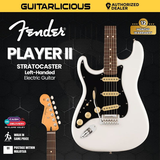 Fender Player II Stratocaster Left-Handed Electric Guitar, RW FB, Polar White