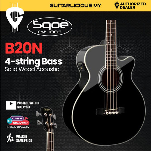 SQOE B20N Solid Wood Acoustic 4-string Bass Guitar with EQ