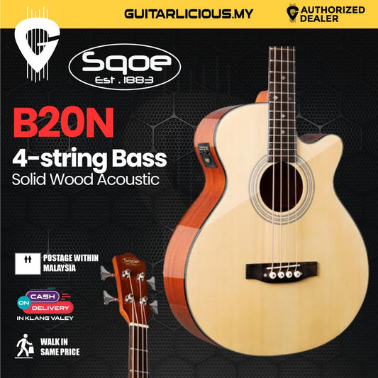 SQOE B20N Solid Wood Acoustic 4-string Bass Guitar with EQ