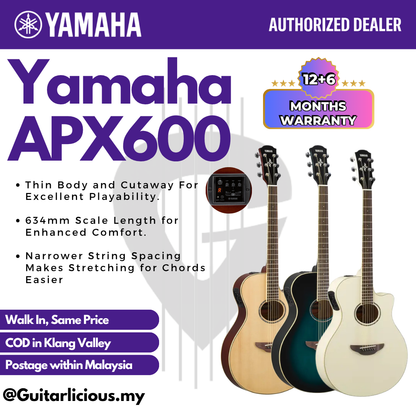 Yamaha APX600 Thin-line Cutaway Acoustic-Electric Guitar - ( APX600 / APX 600 / APX-600 )