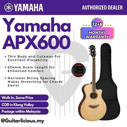 Yamaha APX600 Thin-line Cutaway Acoustic-Electric Guitar - ( APX600 / APX 600 / APX-600 )