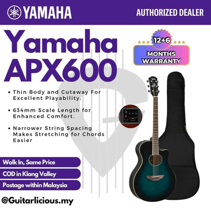 Yamaha APX600 Thin-line Cutaway Acoustic-Electric Guitar - ( APX600 / APX 600 / APX-600 )
