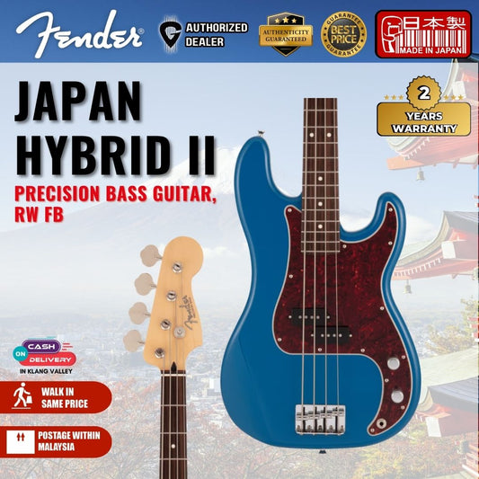 Fender Japan Hybrid II Precision Bass Guitar, RW FB, Forest Blue