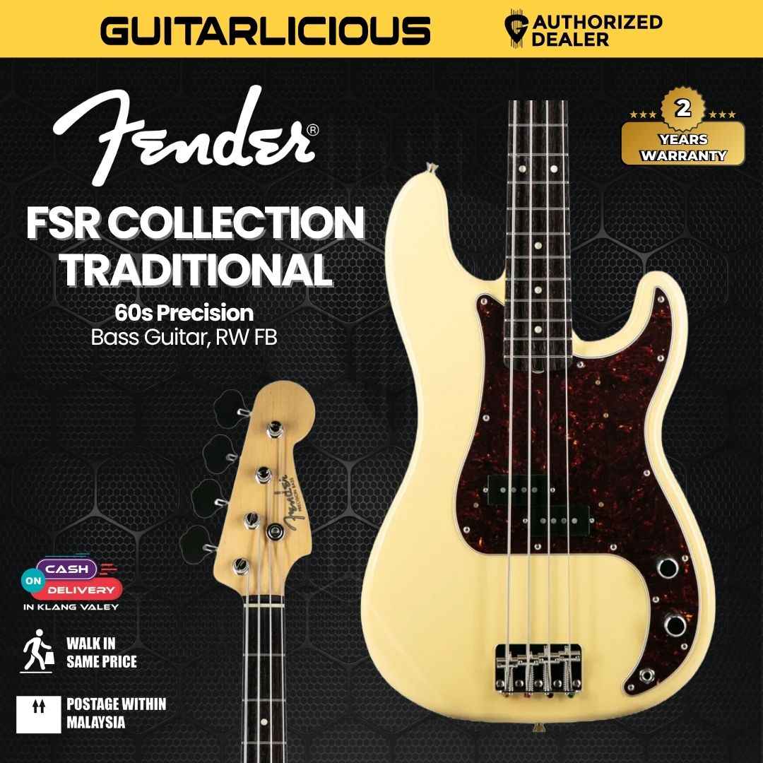 Fender FSR Collection Traditional 60s Precision Bass Guitar, RW FB, Vintage White