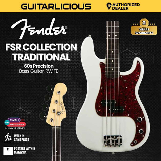 Fender FSR Collection Traditional 60s Precision Bass Guitar, RW FB, Olympic White