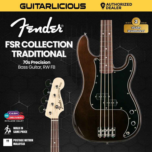 Fender FSR Collection Traditional 70s Precision Bass Guitar, RW FB, Walnut