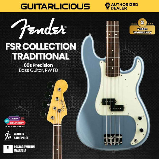 Fender FSR Collection Traditional 60s Precision Bass Guitar, RW FB, Ice Blue Metallic