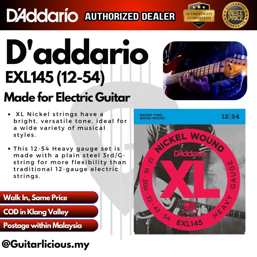 Exl145 D'Addario EXL145 Nickel Wound Electric Strings -.012-.054 Heavy ...
