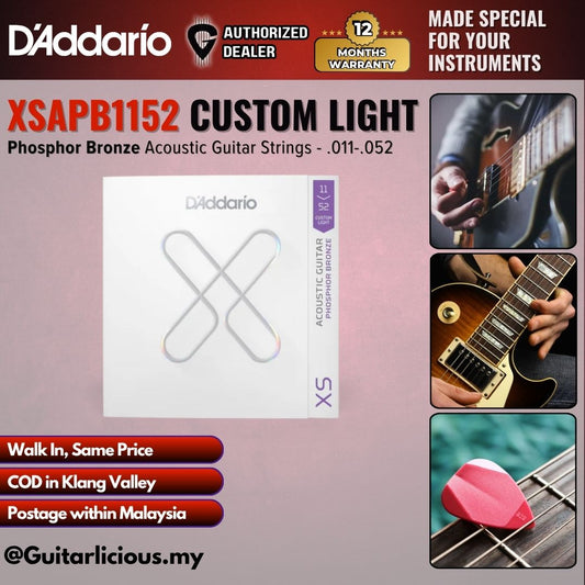 D'Addario XSAPB1253 Phosphor Bronze Coated Acoustic Guitar Strings, Light .012-.053