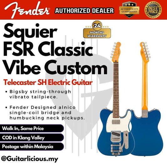 Squier FSR Classic Vibe Custom Telecaster SH Electric Guitar w/Bigsby, Lake Placid Blue