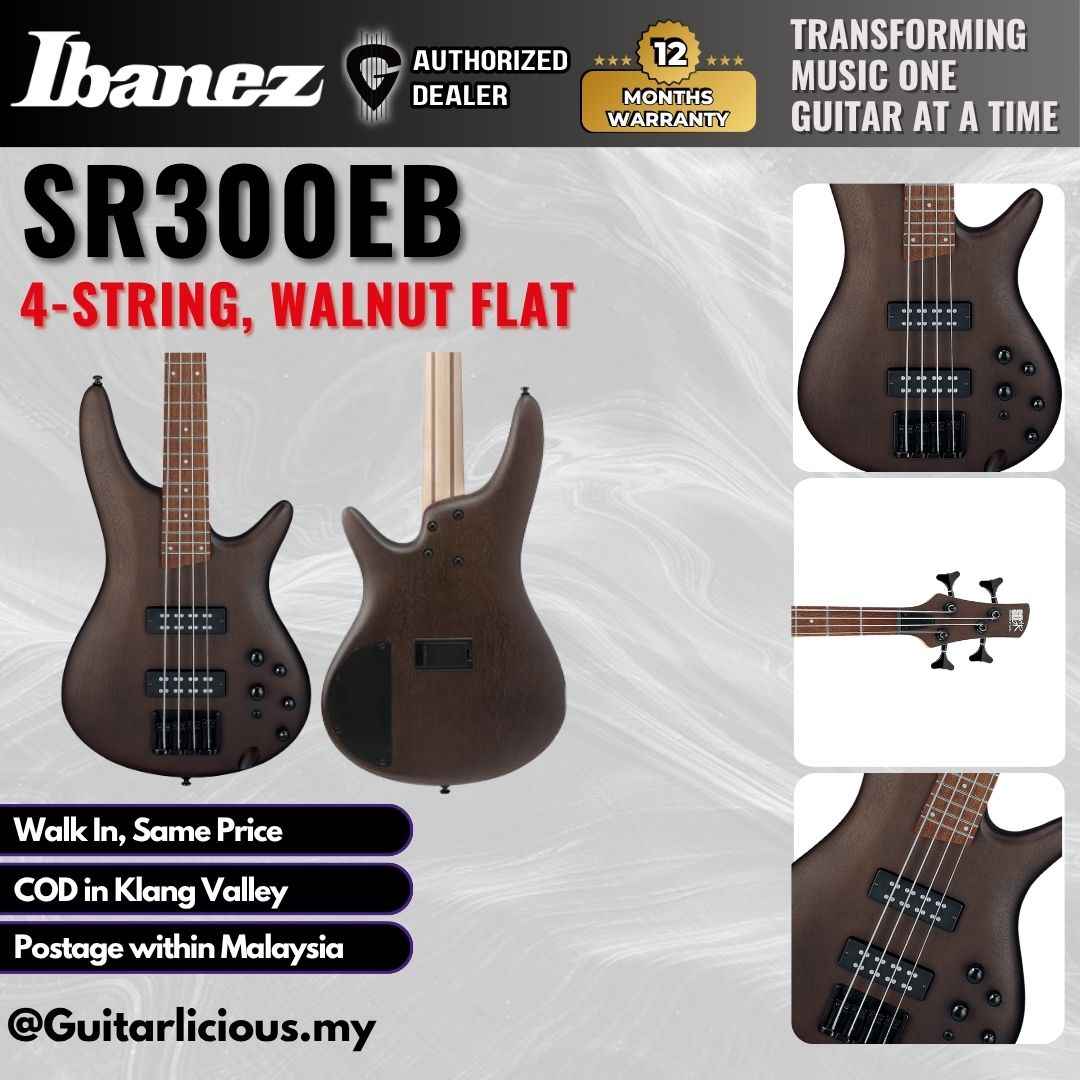 Ibanez SR300EB 4 String Electric Bass Guitar - Walnut Flat - ( SR300EB /  SR300EB-WNF)