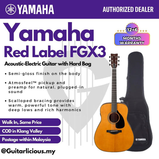 Yamaha Red Label FGX3 Acoustic-Electric Guitar with Hard Bag - Natural