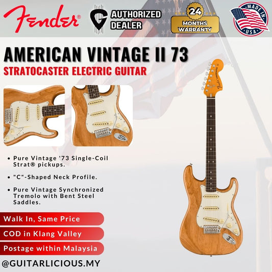 Fender American Vintage II 73 Stratocaster Electric Guitar, RW FB, Aged Natural