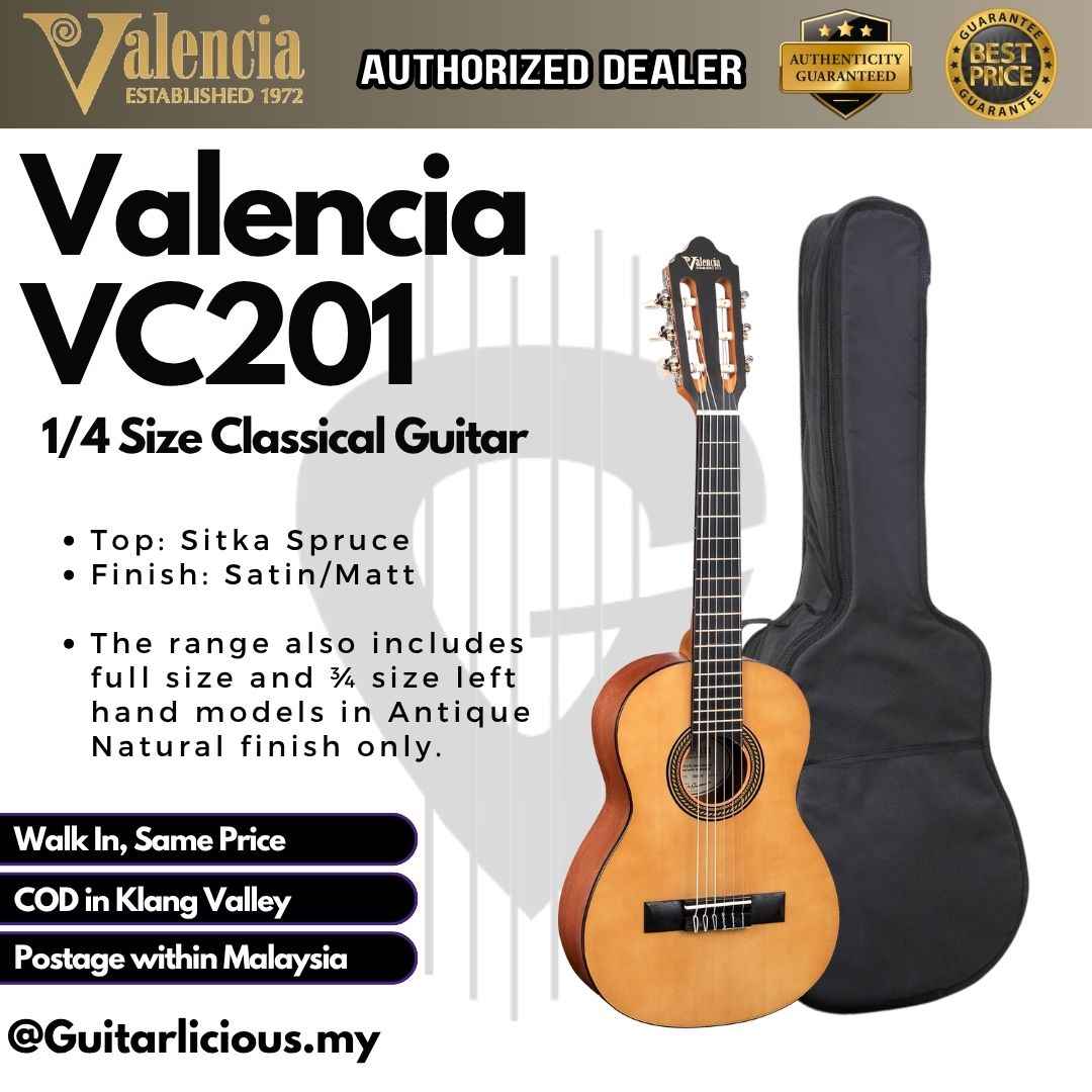 Valencia Classical Guitar VC201 1/4 Size Classical Guitar