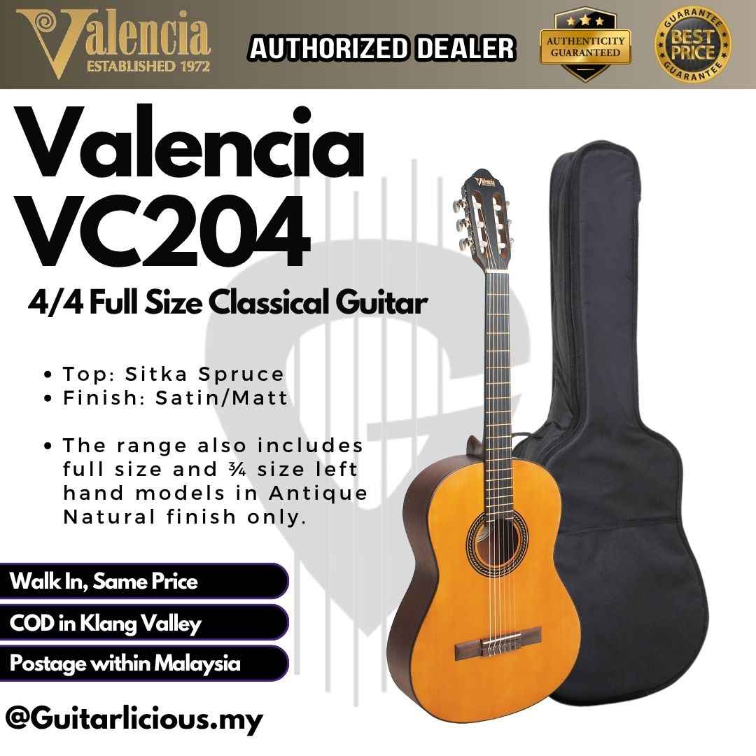 Valencia Classical Guitar VC204 4/4 Full Size Classical Guitar