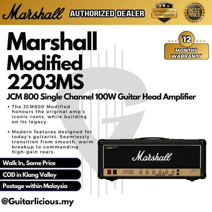 Marshall Modified 2203MS JCM 800 Single Channel 100W Guitar Head Amplifier