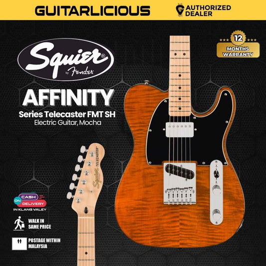 Squier Affinity Series Telecaster FMT SH Electric Guitar, Maple FB, Mocha