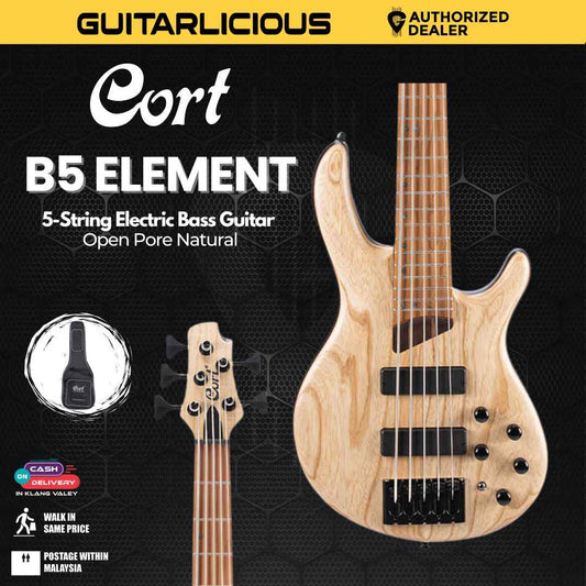 Cort B5 Element OPBR 5-String Electric Bass Guitar (Open Pore Natural)