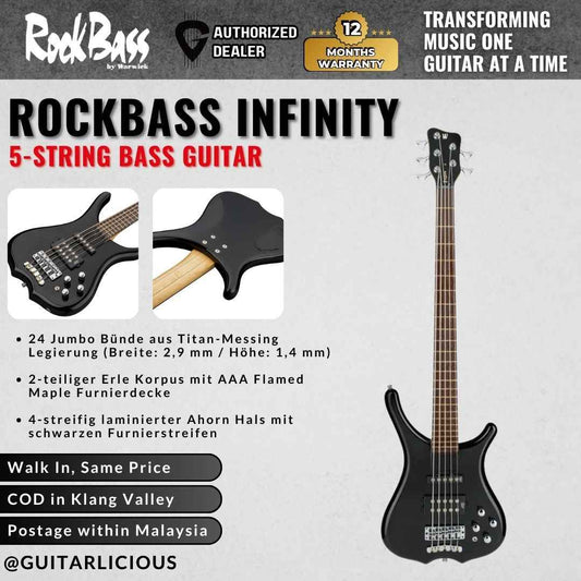 Warwick RockBass Infinity 5-String Bass Guitar, Blackburst Transparent High Polish