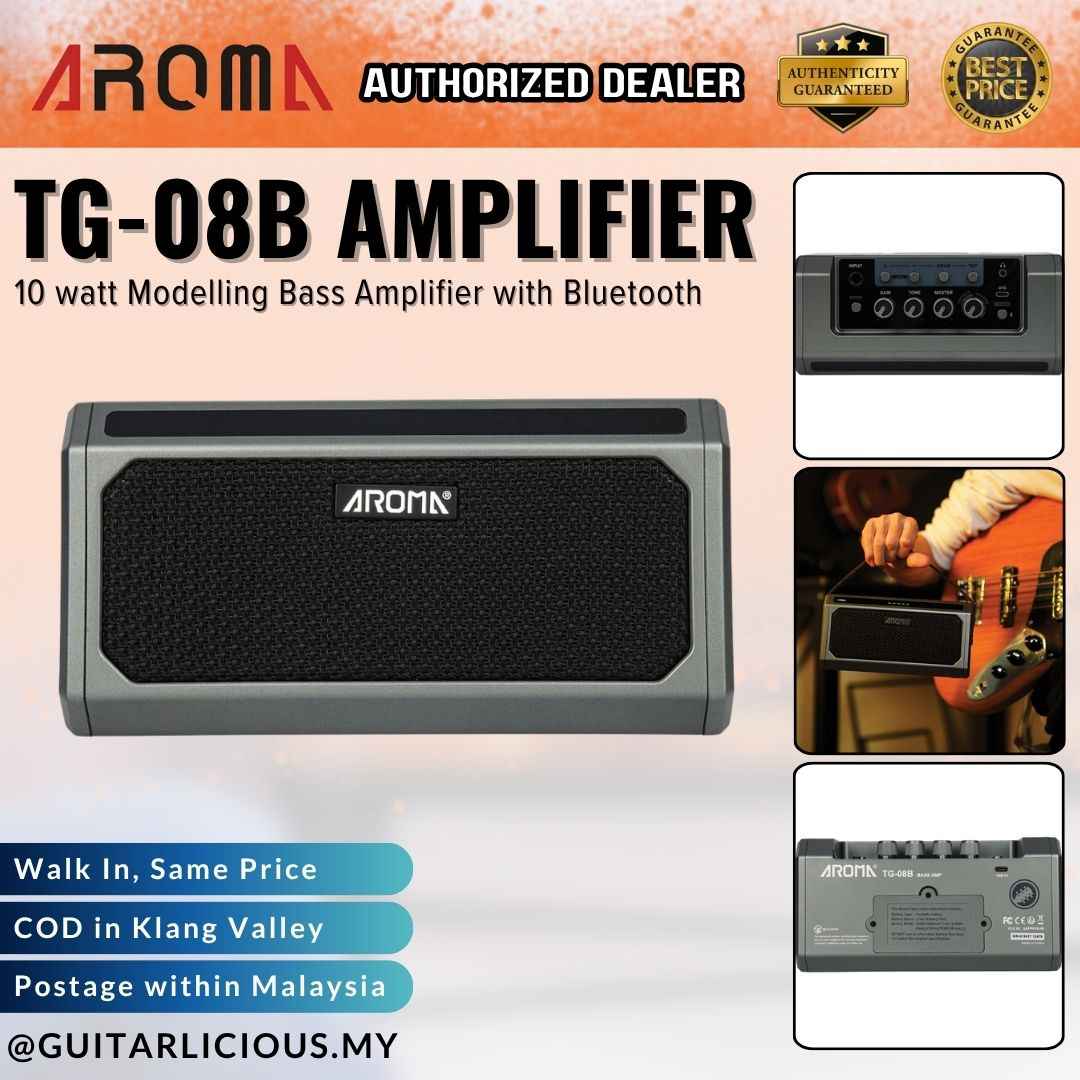 Aroma TG-08B 10 watt Modelling Bass Amplifier with Bluetooth - Grey ( TG08B/ TG-08B )