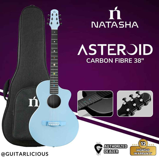 Natasha Asteroid Carbon Fibre 38" Acoustic Guitar with Bag - Ocean Blue