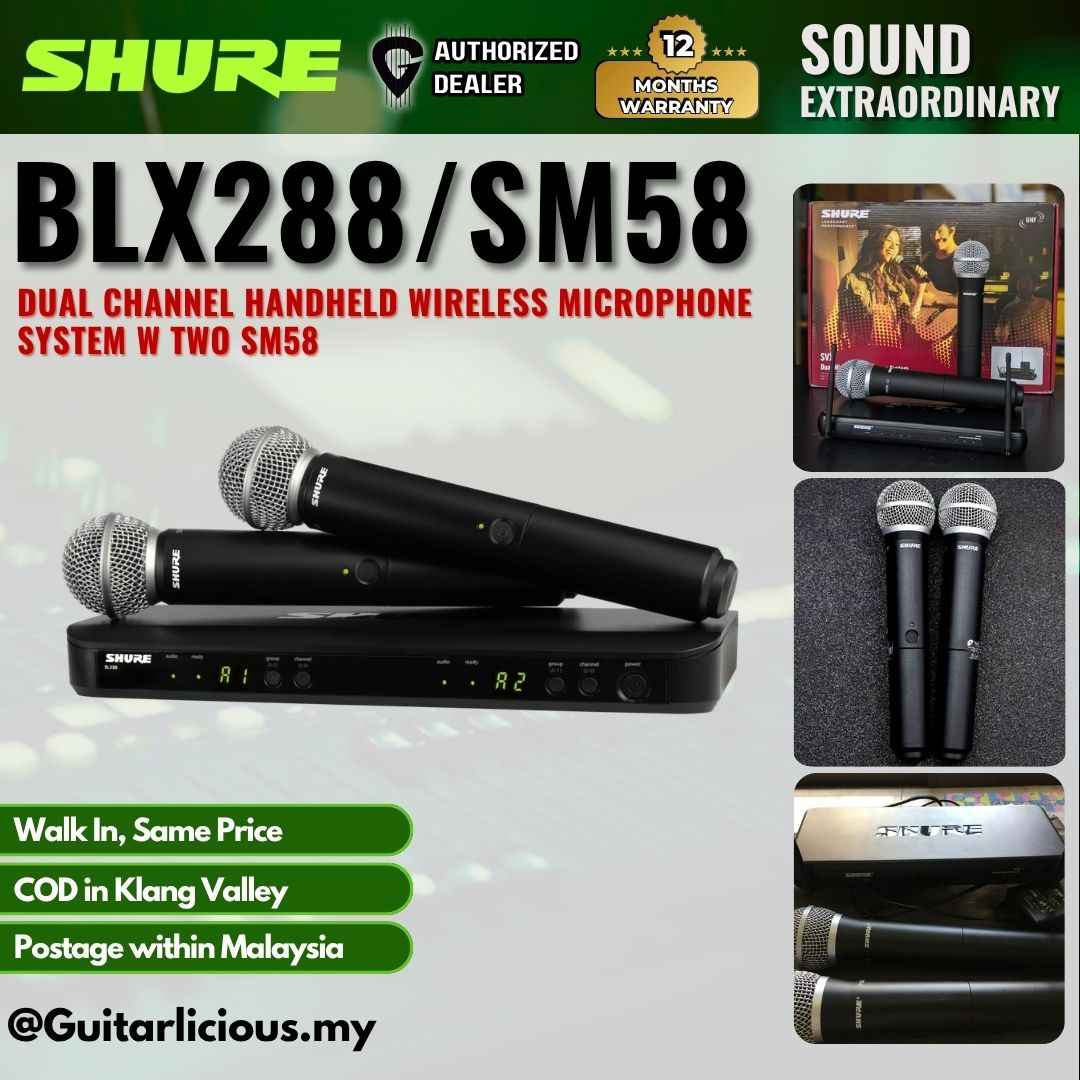 Shure BLX288/SM58 Dual Channel Handheld Wireless Microphone System w two SM58