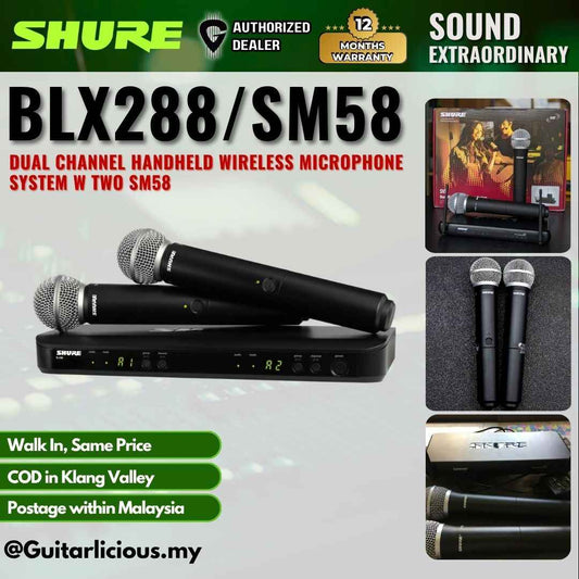Shure BLX288/SM58 Dual Channel Handheld Wireless Microphone System w two SM58
