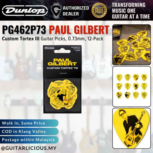 Jim Dunlop PG462P73 Paul Gilbert Custom Tortex III Guitar Picks, 0.73mm, 12-Pack