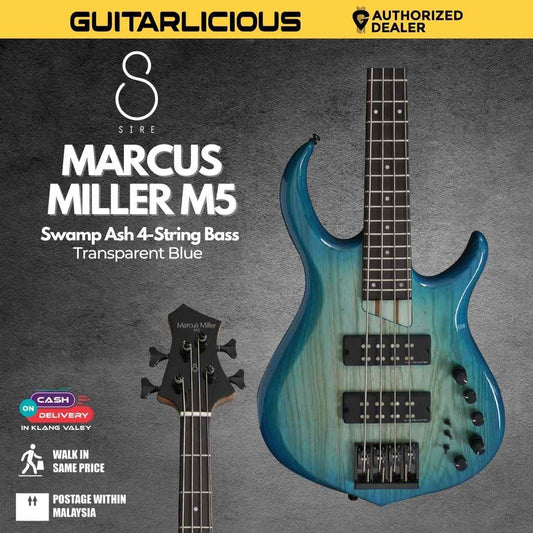Sire Marcus Miller M5 Swamp Ash 4-String Bass Guitar -Transparent Blue