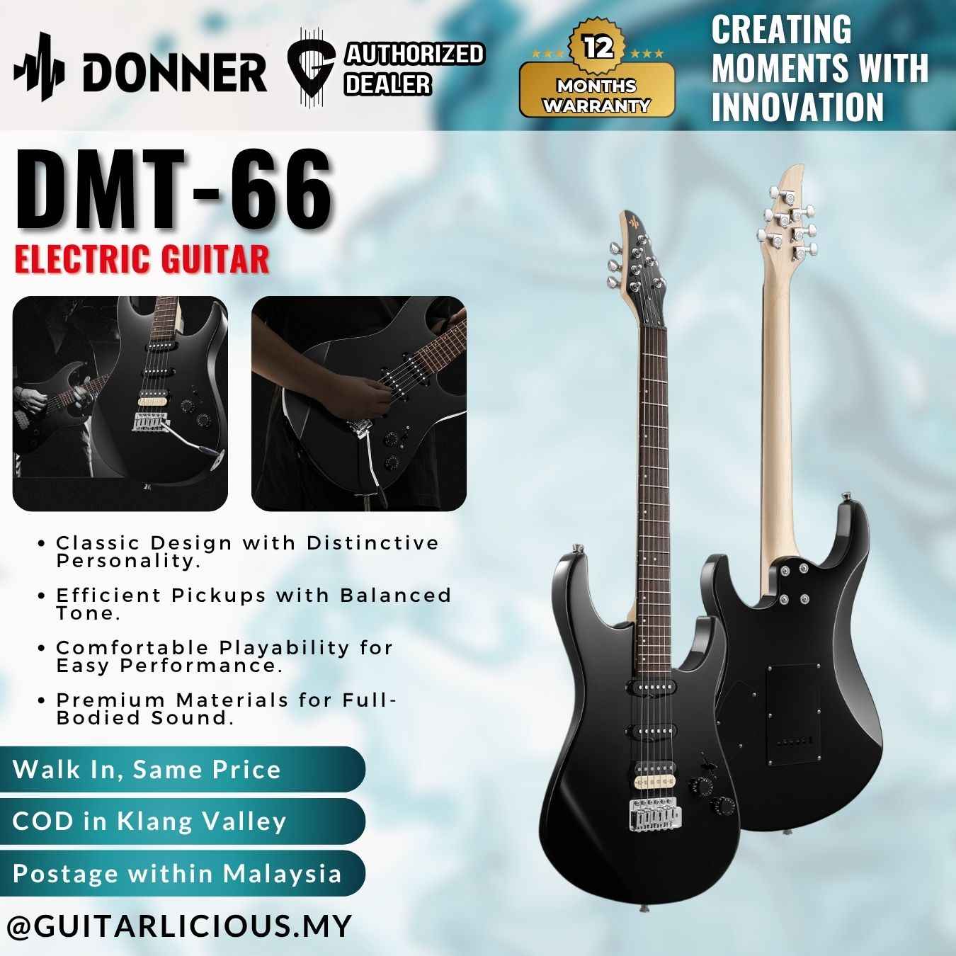 Donner DMT-66 HSS Electric Guitar - ( DMT-66 / DMT66 ) – GUITARLICIOUS