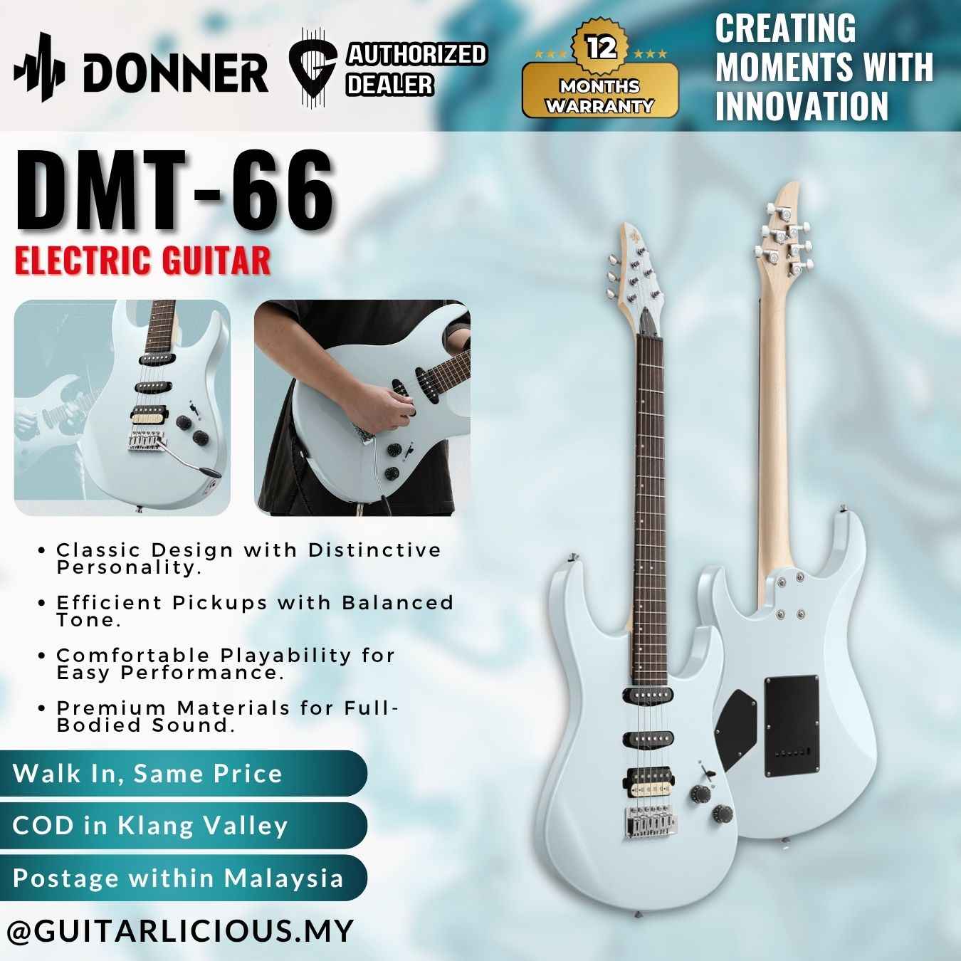 Donner DMT-66 HSS Electric Guitar - ( DMT-66 / DMT66 ) – GUITARLICIOUS