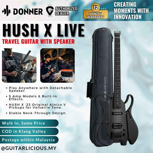 Donner HUSH X LIVE Travel Guitar with Speaker
