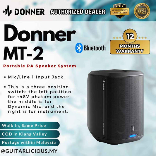 Donner MT-2 300 watt Portable Acoustic Guitar Bluetooth Speaker System