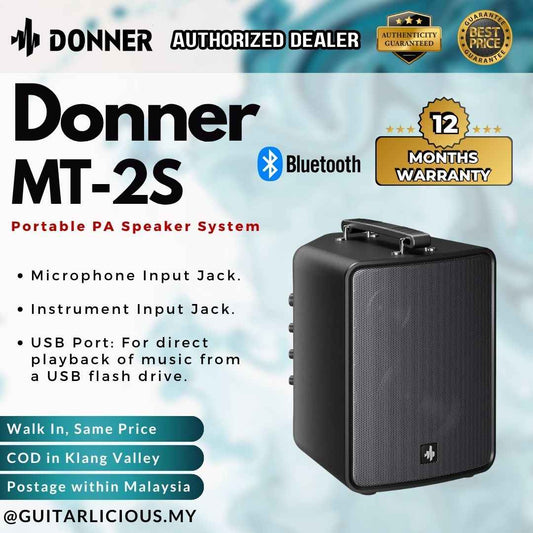 Donner MT-2S 200 watt Portable Acoustic Guitar Bluetooth Speaker System