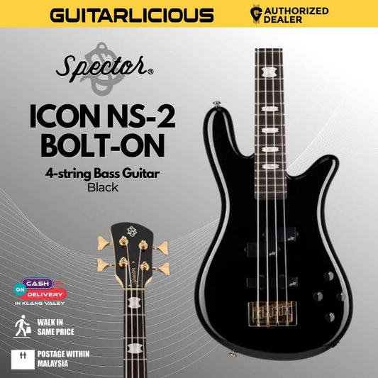 Spector Icon NS 2 Bolt-On 4-String Electric Bass Guitar, Black Gloss