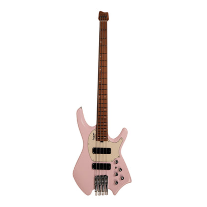 SQOE SBWT700 Warrior Headless 4 String Bass Guitar w Roasted Maple Neck - Shell Pink