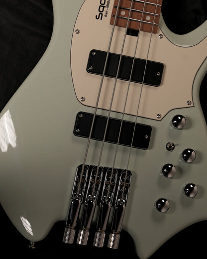 SQOE SBWT700 Warrior Headless 4 String Bass Guitar w Roasted Maple Neck - Surf Green