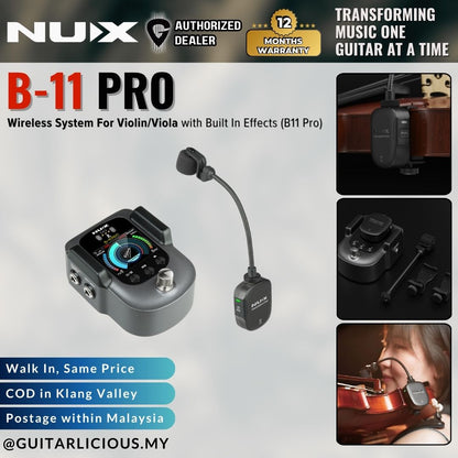 Nux B-11 PRO Wireless System for Violin and Viola with Built In Effects (B11 Pro)