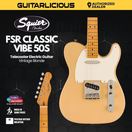 Squier FSR Classic Vibe 50s Telecaster Electric Guitar, Maple FB, Vintage Blonde