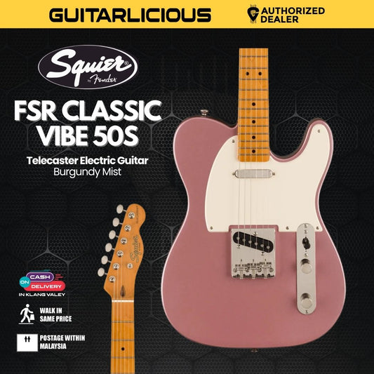 Squier FSR Classic Vibe 50s Telecaster Electric Guitar, Maple FB, Burgundy Mist