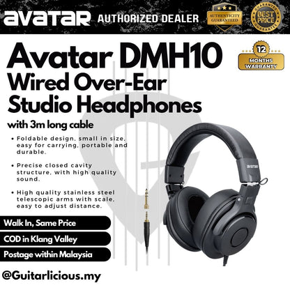 Avatar DMH10 Wired Over-Ear Studio Headphones  with 3m long cable