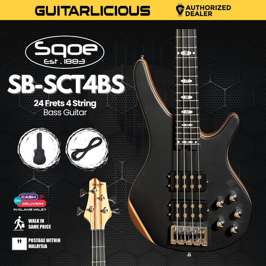 SQOE SB-SCT4BS 24 Frets 4 String Active Bass Guitar