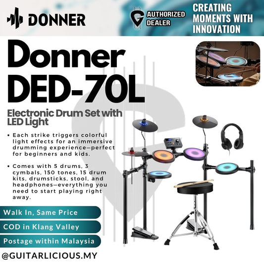 Donner DED-70L Electronic Drum Set with LED Light - EC7244